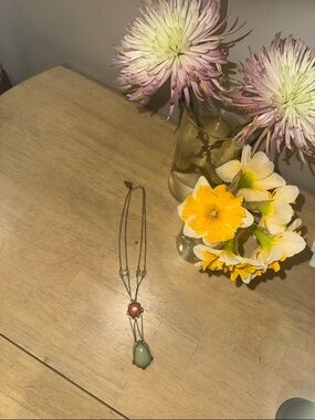 Women’s Double Pendant Necklace in Teal and Orange - Unbranded